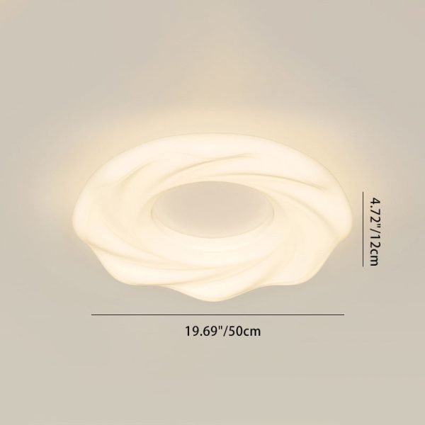 Contemporary Nordic Cream Iron PE Round Cookie LED Flush Mount Ceiling Light For Bedroom - Image 4