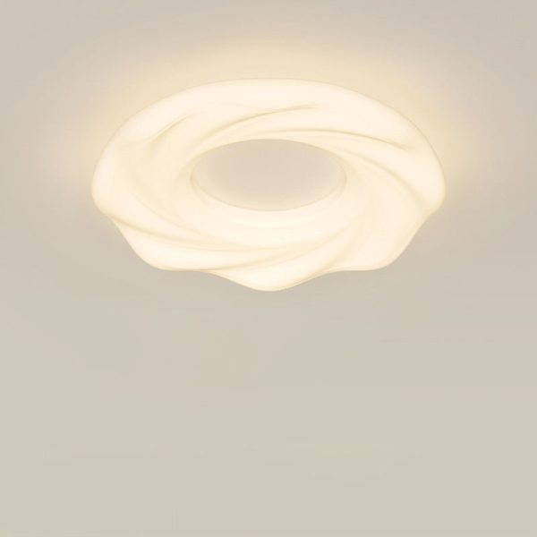 Contemporary Nordic Cream Iron PE Round Cookie LED Flush Mount Ceiling Light For Bedroom - Image 12