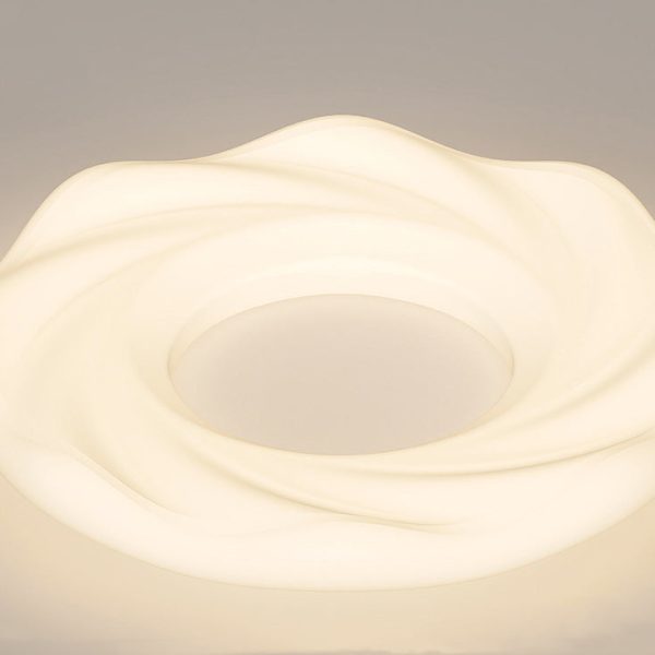 Contemporary Nordic Cream Iron PE Round Cookie LED Flush Mount Ceiling Light For Bedroom - Image 7