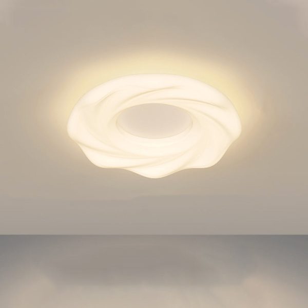 Contemporary Nordic Cream Iron PE Round Cookie LED Flush Mount Ceiling Light For Bedroom - Image 13
