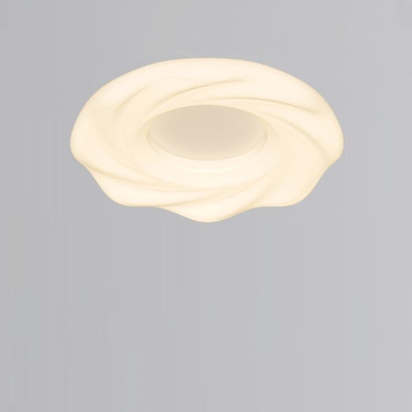 Contemporary Nordic Cream Iron PE Round Cookie LED Flush Mount Ceiling Light For Bedroom - Image 14