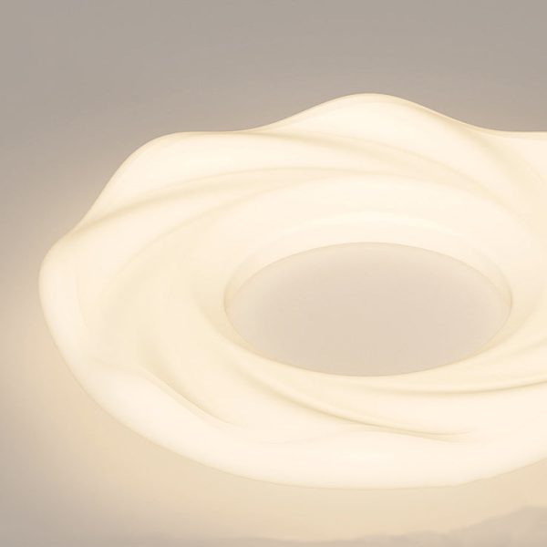 Contemporary Nordic Cream Iron PE Round Cookie LED Flush Mount Ceiling Light For Bedroom - Image 6