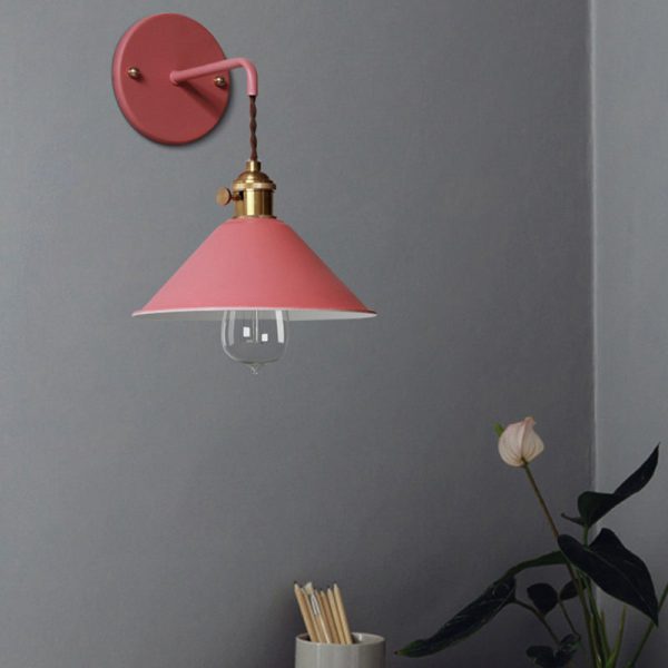 Contemporary Nordic Macaron Cone Cup Shape Glass Ball Iron Aluminum 1-Light Wall Sconce Lamp For Living Room - Image 9