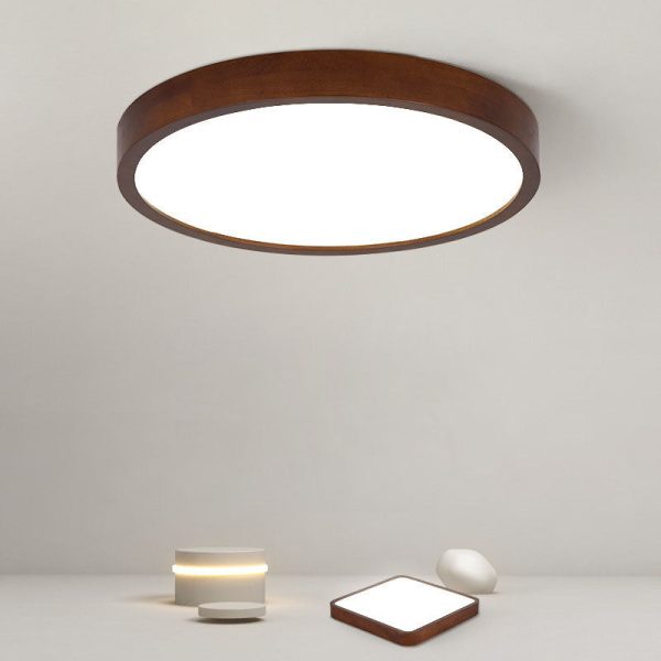 Modern Minimalist Round Acrylic Iron Wood LED Flush Mount Ceiling Light For Bedroom - Image 11