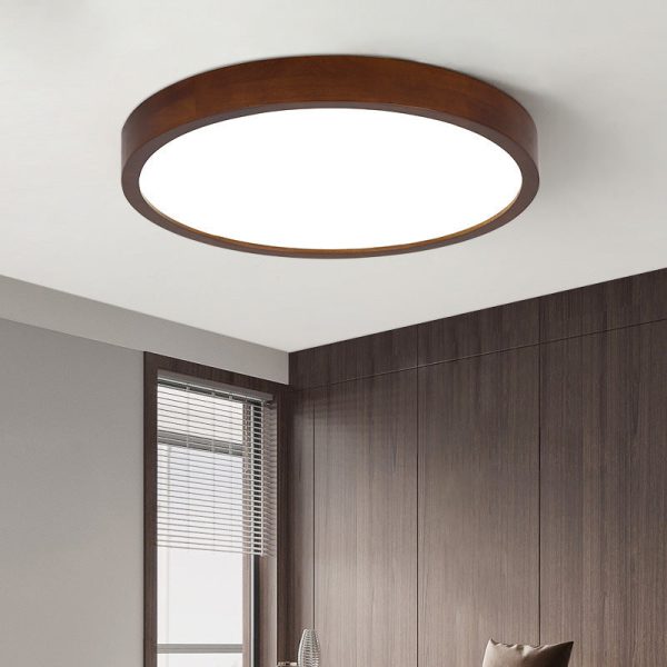 Modern Minimalist Round Acrylic Iron Wood LED Flush Mount Ceiling Light For Bedroom - Image 3