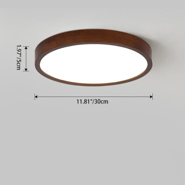 Modern Minimalist Round Acrylic Iron Wood LED Flush Mount Ceiling Light For Bedroom - Image 4