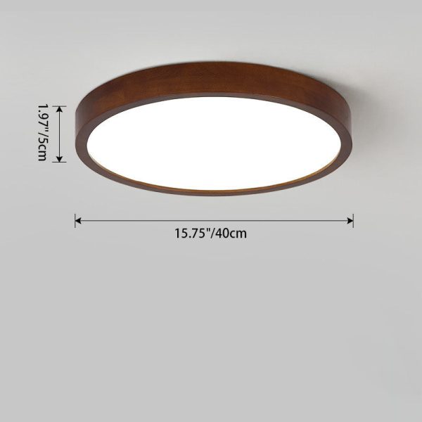 Modern Minimalist Round Acrylic Iron Wood LED Flush Mount Ceiling Light For Bedroom - Image 5