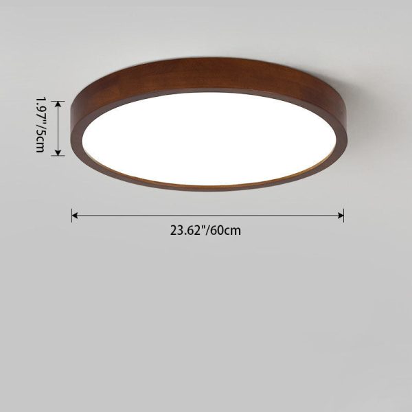Modern Minimalist Round Acrylic Iron Wood LED Flush Mount Ceiling Light For Bedroom - Image 7