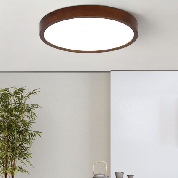 Modern Minimalist Round Acrylic Iron Wood LED Flush Mount Ceiling Light For Bedroom - Image 9