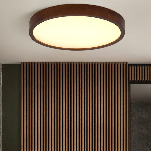Modern Minimalist Round Acrylic Iron Wood LED Flush Mount Ceiling Light For Bedroom - Image 10