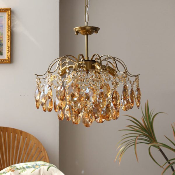 Traditional Vintage Branch Curved Line Teardrop Iron Crystal 5/6/8 Chandelier For Living Room - Image 6