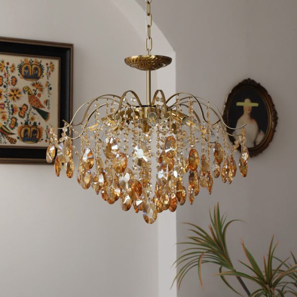 Traditional Vintage Branch Curved Line Teardrop Iron Crystal 5/6/8 Chandelier For Living Room - Image 4