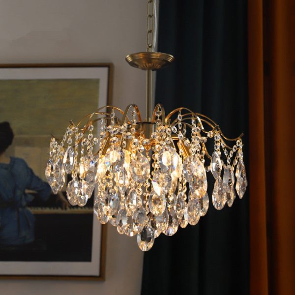 Traditional Vintage Branch Curved Line Teardrop Iron Crystal 5/6/8 Chandelier For Living Room - Image 16