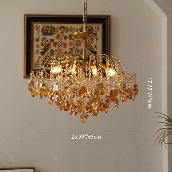 Traditional Vintage Branch Curved Line Teardrop Iron Crystal 5/6/8 Chandelier For Living Room - Image 10