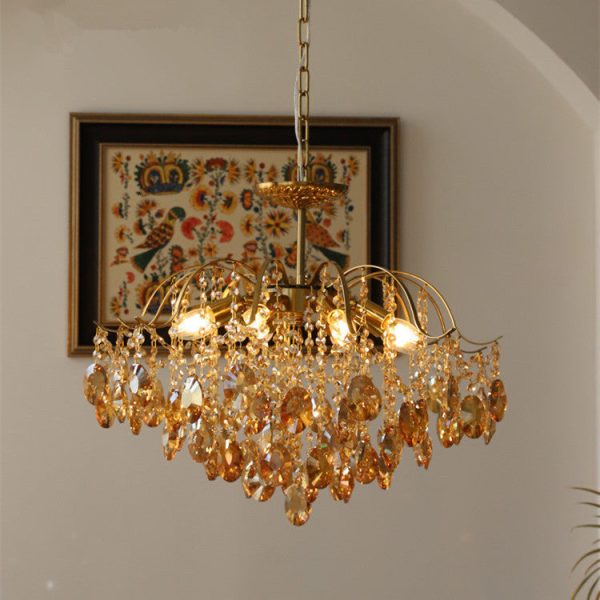 Traditional Vintage Branch Curved Line Teardrop Iron Crystal 5/6/8 Chandelier For Living Room - Image 17