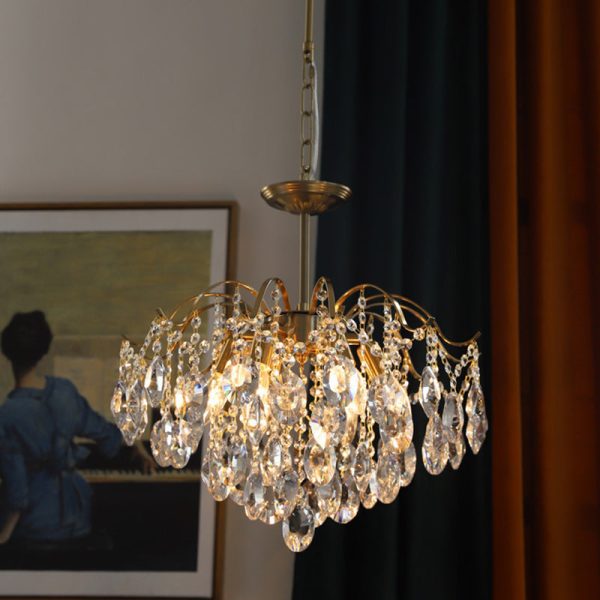 Traditional Vintage Branch Curved Line Teardrop Iron Crystal 5/6/8 Chandelier For Living Room - Image 20