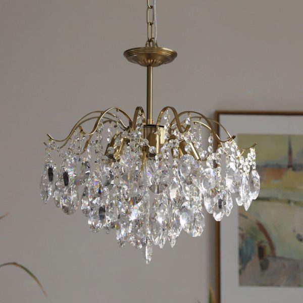 Traditional Vintage Branch Curved Line Teardrop Iron Crystal 5/6/8 Chandelier For Living Room - Image 5