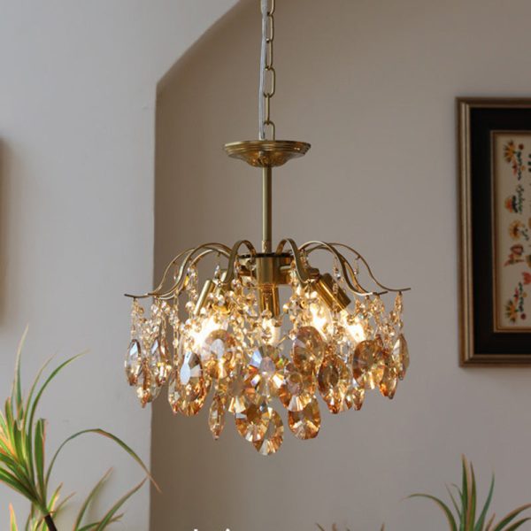 Traditional Vintage Branch Curved Line Teardrop Iron Crystal 5/6/8 Chandelier For Living Room - Image 7