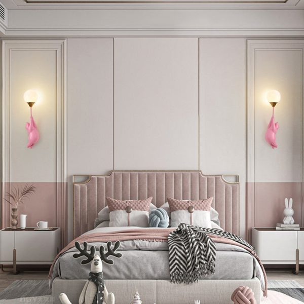 Contemporary Scandinavian Cartoon Kids Bear Balloon Resin PVC 1-Light Wall Sconce Lamp For Bedroom - Image 20