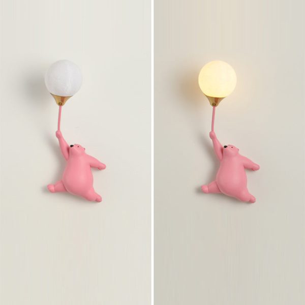 Contemporary Scandinavian Cartoon Kids Bear Balloon Resin PVC 1-Light Wall Sconce Lamp For Bedroom - Image 10