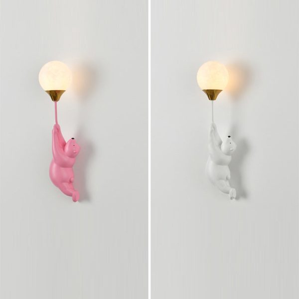 Contemporary Scandinavian Cartoon Kids Bear Balloon Resin PVC 1-Light Wall Sconce Lamp For Bedroom - Image 13