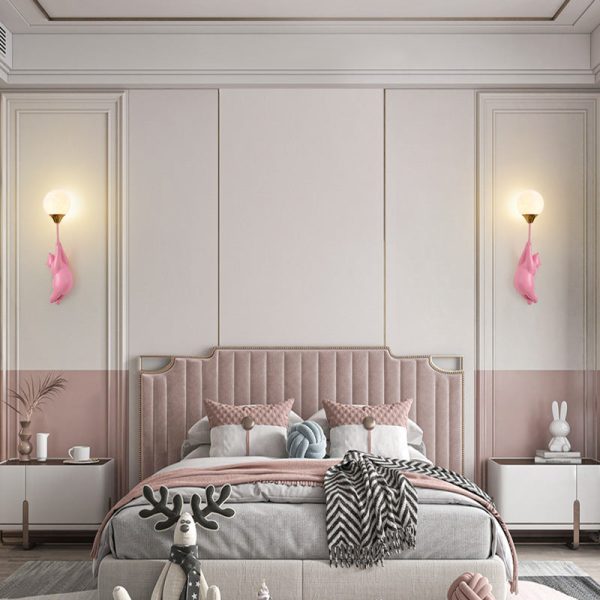 Contemporary Scandinavian Cartoon Kids Bear Balloon Resin PVC 1-Light Wall Sconce Lamp For Bedroom - Image 23
