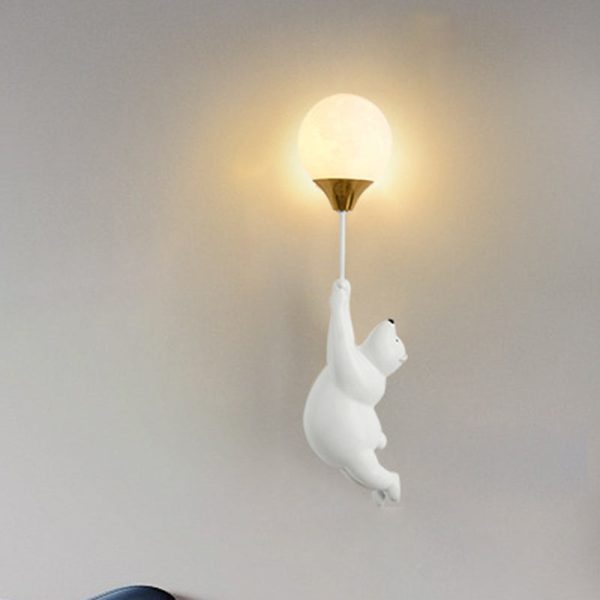 Contemporary Scandinavian Cartoon Kids Bear Balloon Resin PVC 1-Light Wall Sconce Lamp For Bedroom - Image 18