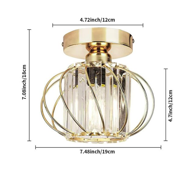 Contemporary Scandinavian Pumpkin Curved Arc Hollow Cylinder Disc Base Iron Crystal 1-Light Semi-Flush Mount Ceiling Light For Living Room - Image 4