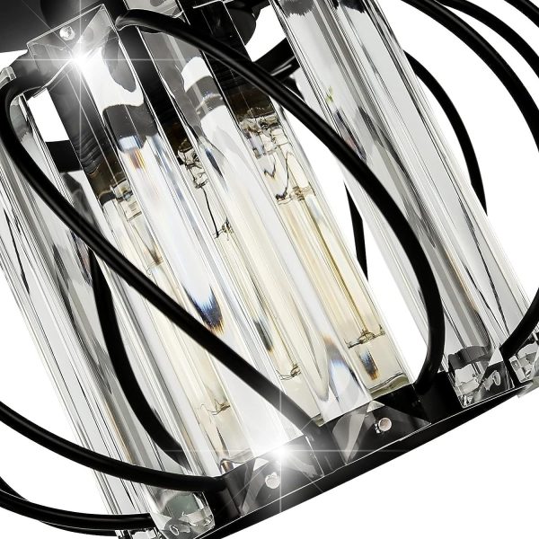 Contemporary Scandinavian Pumpkin Curved Arc Hollow Cylinder Disc Base Iron Crystal 1-Light Semi-Flush Mount Ceiling Light For Living Room - Image 5