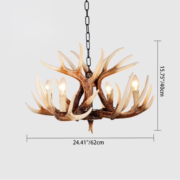 Traditional Vintage Antler Branch Sconce Resin PVC 4/6 Light Chandelier For Living Room - Image 3