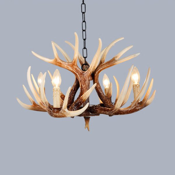 Traditional Vintage Antler Branch Sconce Resin PVC 4/6 Light Chandelier For Living Room - Image 6
