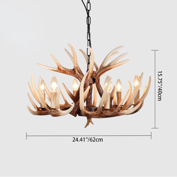Traditional Vintage Antler Branch Sconce Resin PVC 4/6 Light Chandelier For Living Room - Image 4