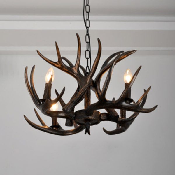 Traditional Vintage Antler Branch Sconce Resin PVC 4/6 Light Chandelier For Living Room - Image 8