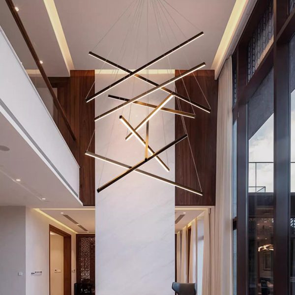 Contemporary Scandinavian Rectangular Long Combination Cylinder Base Aluminum Acrylic LED Chandelier Island Light For Living Room - Image 24