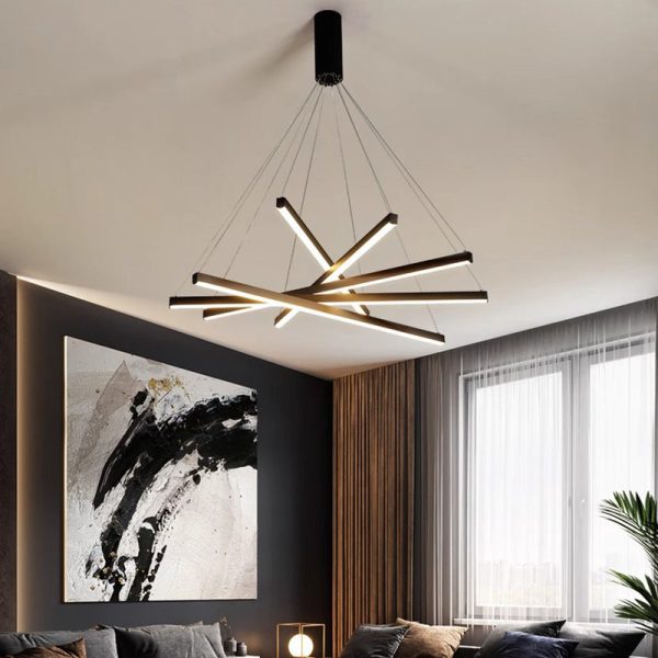 Contemporary Scandinavian Rectangular Long Combination Cylinder Base Aluminum Acrylic LED Chandelier Island Light For Living Room - Image 5
