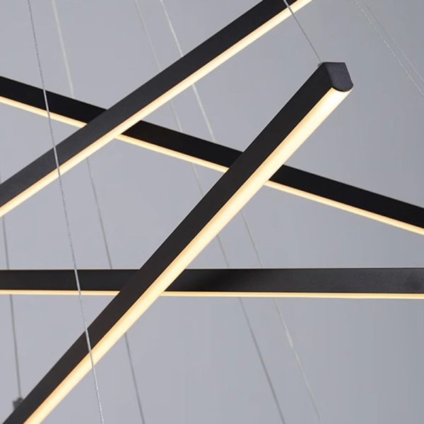 Contemporary Scandinavian Rectangular Long Combination Cylinder Base Aluminum Acrylic LED Chandelier Island Light For Living Room - Image 12