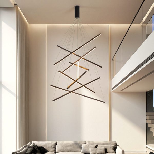 Contemporary Scandinavian Rectangular Long Combination Cylinder Base Aluminum Acrylic LED Chandelier Island Light For Living Room - Image 21