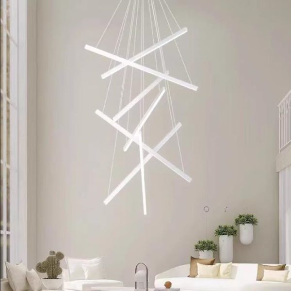 Contemporary Scandinavian Rectangular Long Combination Cylinder Base Aluminum Acrylic LED Chandelier Island Light For Living Room - Image 25