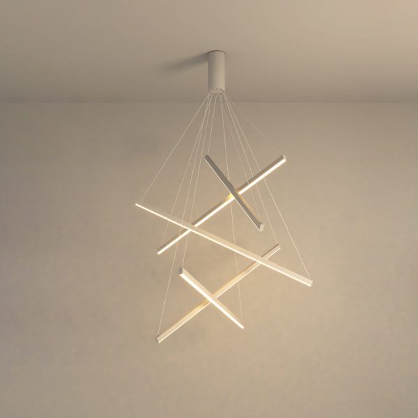 Contemporary Scandinavian Rectangular Long Combination Cylinder Base Aluminum Acrylic LED Chandelier Island Light For Living Room - Image 14