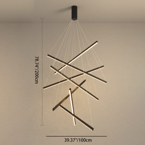 Contemporary Scandinavian Rectangular Long Combination Cylinder Base Aluminum Acrylic LED Chandelier Island Light For Living Room - Image 8