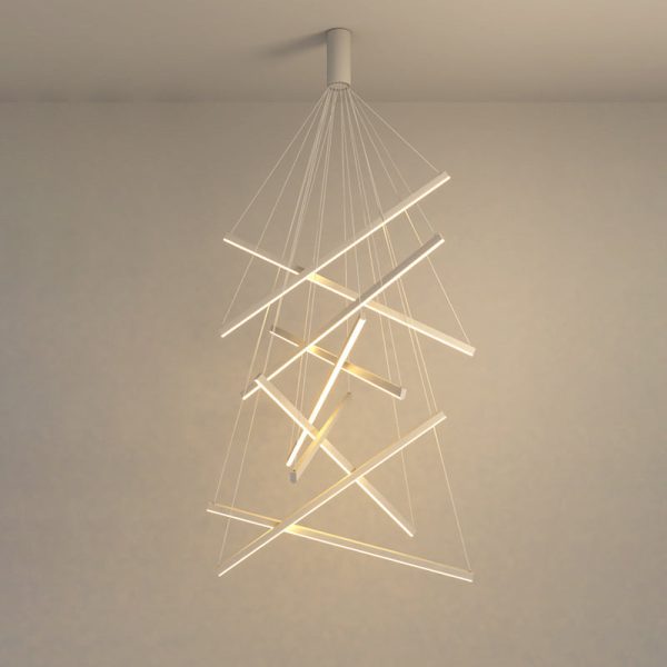 Contemporary Scandinavian Rectangular Long Combination Cylinder Base Aluminum Acrylic LED Chandelier Island Light For Living Room - Image 16