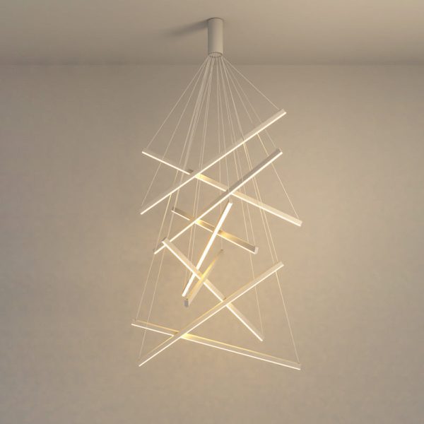 Contemporary Scandinavian Rectangular Long Combination Cylinder Base Aluminum Acrylic LED Chandelier Island Light For Living Room - Image 15