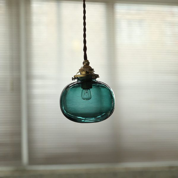 Traditional Vintage Oval Copper Glass 1-Light Pendant Light For Bedroom - Image 13
