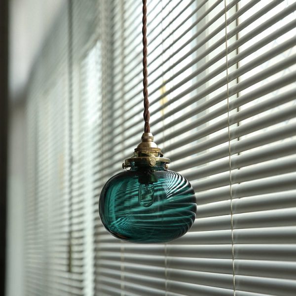 Traditional Vintage Oval Copper Glass 1-Light Pendant Light For Bedroom - Image 15