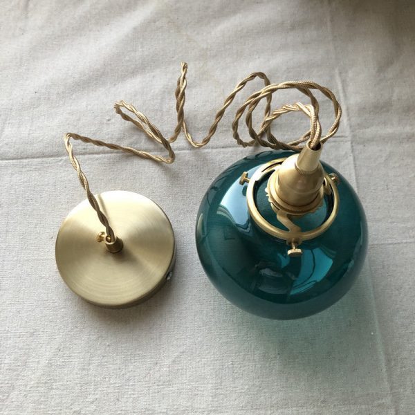 Traditional Vintage Oval Copper Glass 1-Light Pendant Light For Bedroom - Image 8