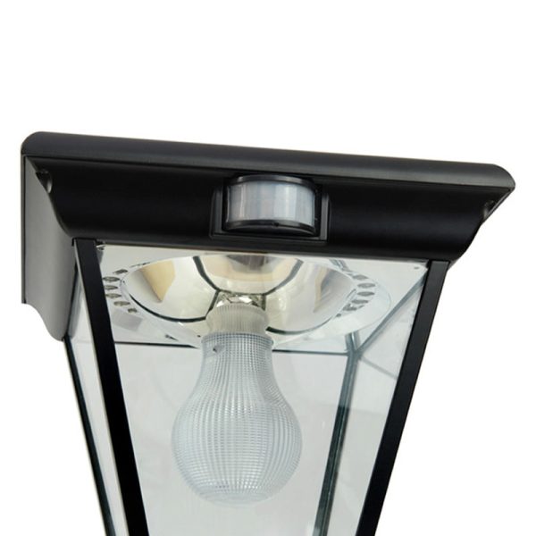 Contemporary Industrial Hexagonal Aluminum Glass Human Sensing LED Solar Outdoor Post Light For Garden - Image 7