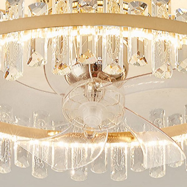 Modern Luxury Round Crystal ABS Fan Blade LED Semi-Flush Mount Ceiling Fan Light Living Room - Image 6