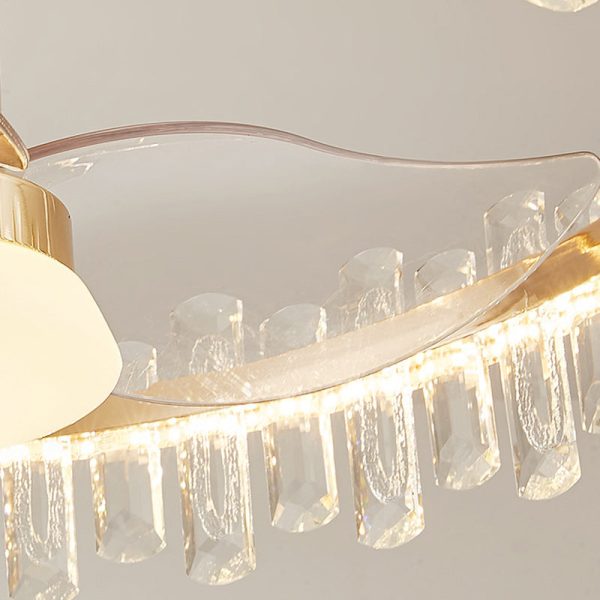 Modern Luxury Round Crystal ABS Fan Blade LED Semi-Flush Mount Ceiling Fan Light Living Room - Image 8