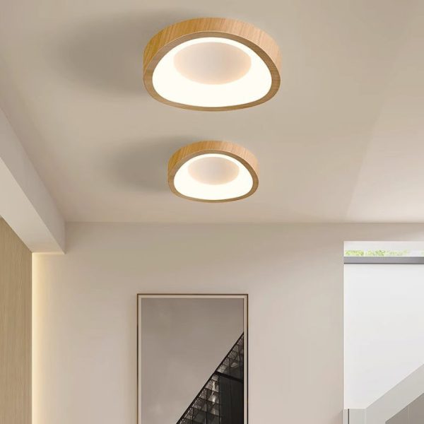 Traditional Japanese Geometric Triangle Iron PE LED Flush Mount Ceiling Light For Living Room - Image 2