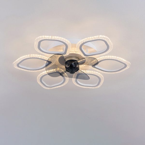 Contemporary Simplicity Hardware Flower Acrylic LED Semi-Flush Mount Ceiling Fan Light For Bedroom - Image 3